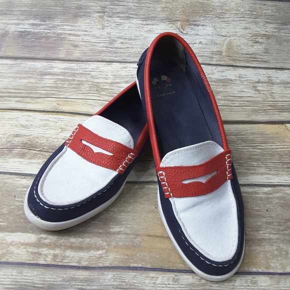 Cole Haan Mens Loafers Size 1 Red White 
